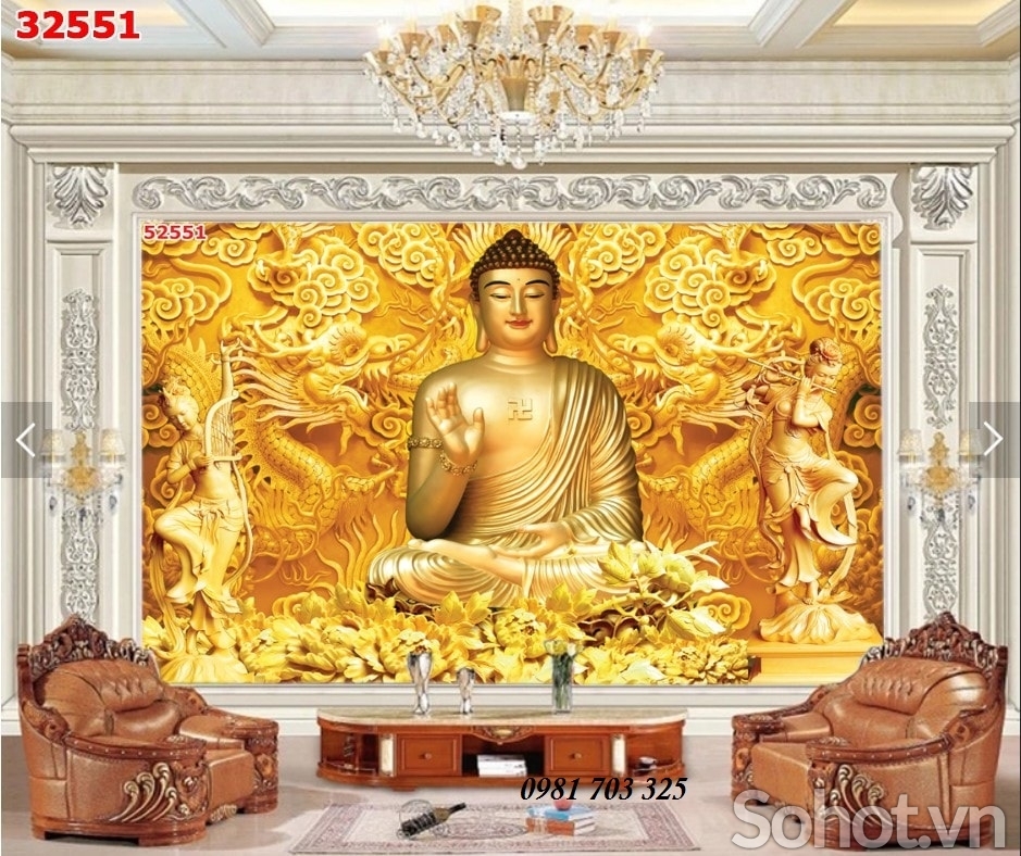 tranh phòng thờ, tranh gạch Phật Giáo ốp tường