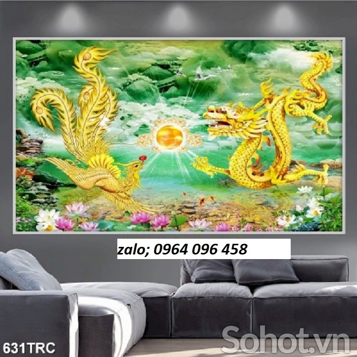 Tranh gạch 3d rồng phượng - FDX1