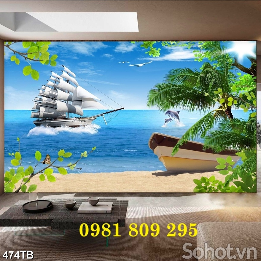 Mẫu gạch ốp tường đẹp 3d thuyền buồm