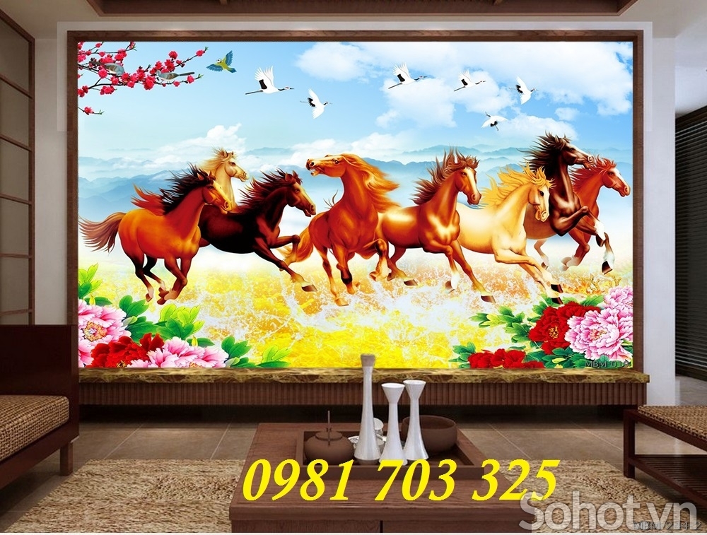 tranh mã đáo thành công, tranh gạch 3d phong thủy