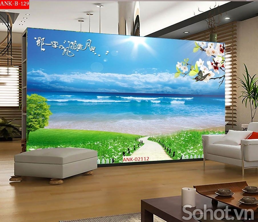Tranh gạch 3d bờ biển cây dừa 655XP