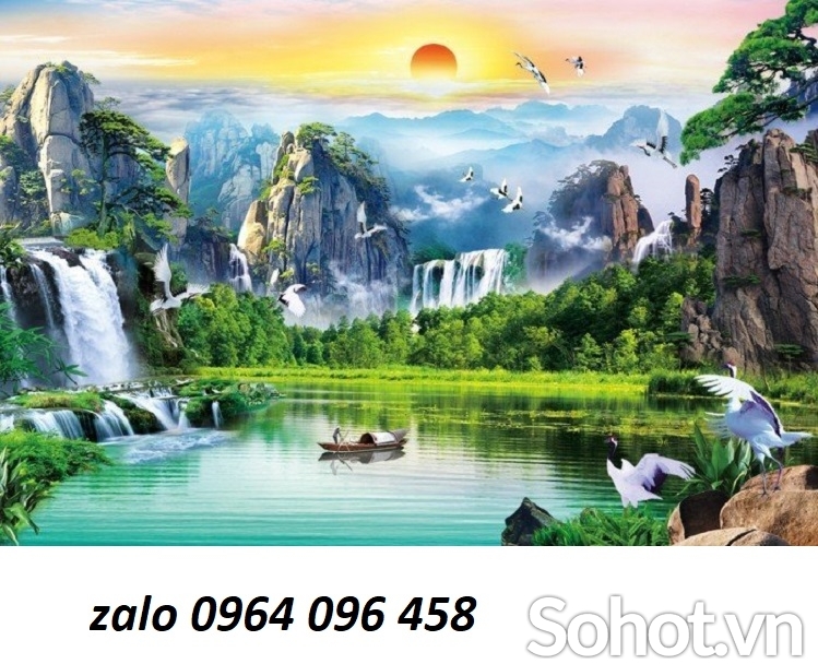 Tranh gạch 3d phong cảnh đồng quê sông núi - 145cv
