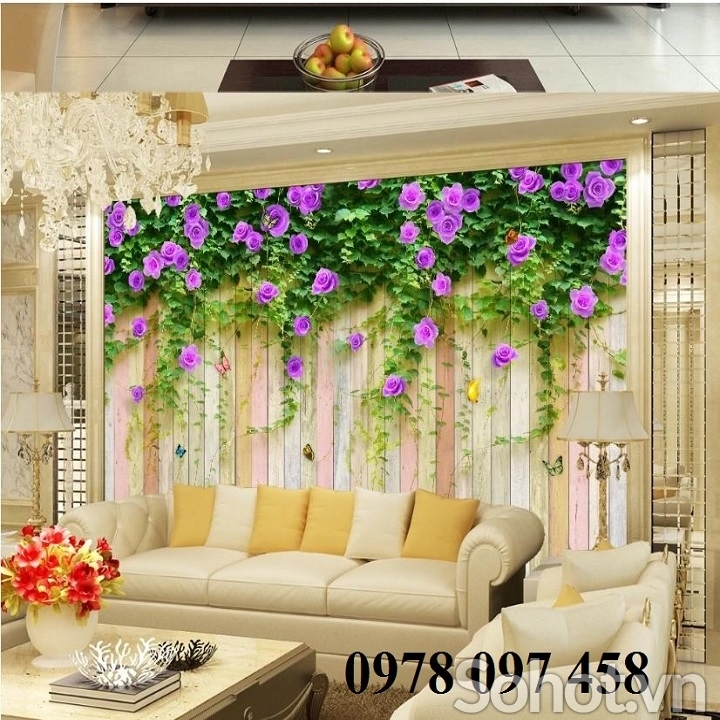 Gạch tranh vườn hoa trang trí phòng