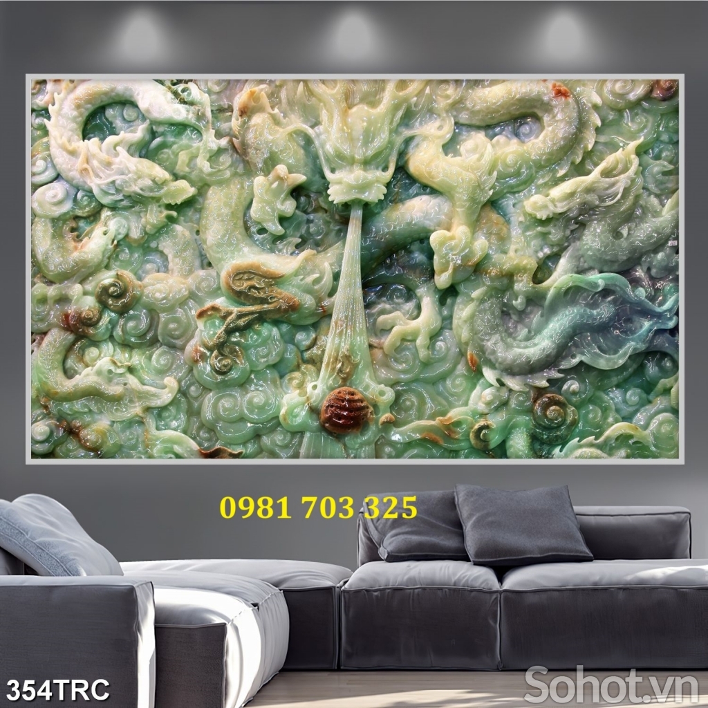 Tranh gạch con rồng 3D phong thủy dán tường