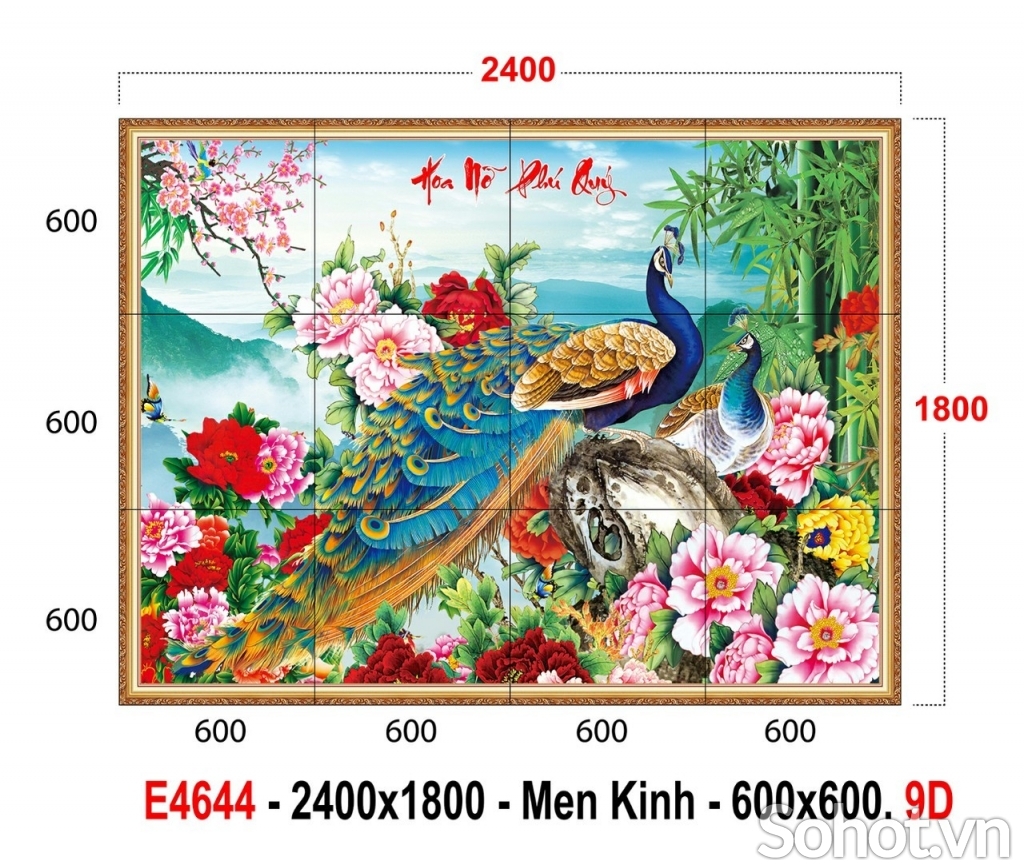 Gạch 3d tranh chim công ốp tường HP9272