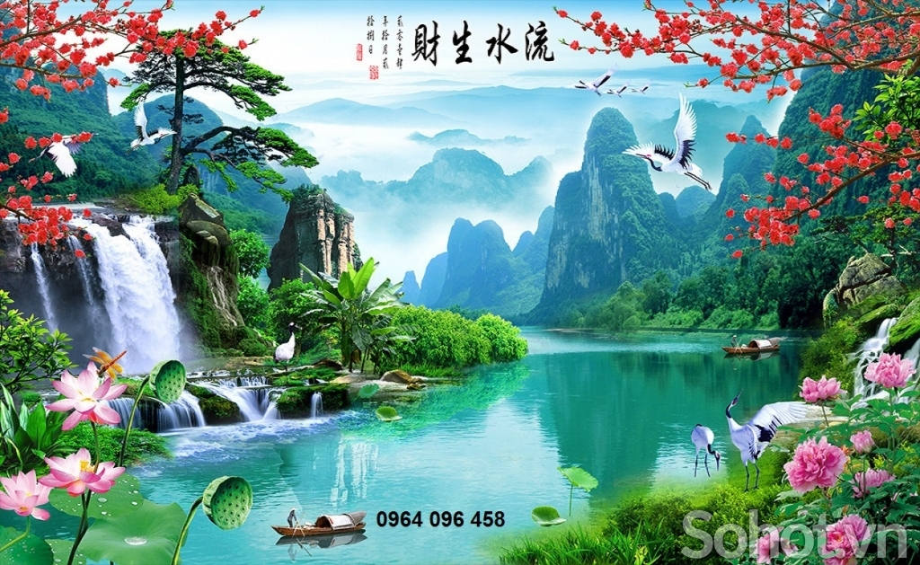 gạch tranh 3d phong cảnh sông nước - 65AB