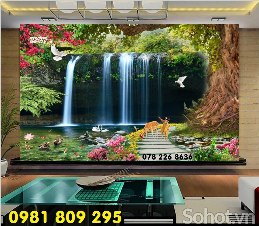Gạch 3d thác nước - tranh gạch men phong cảnh