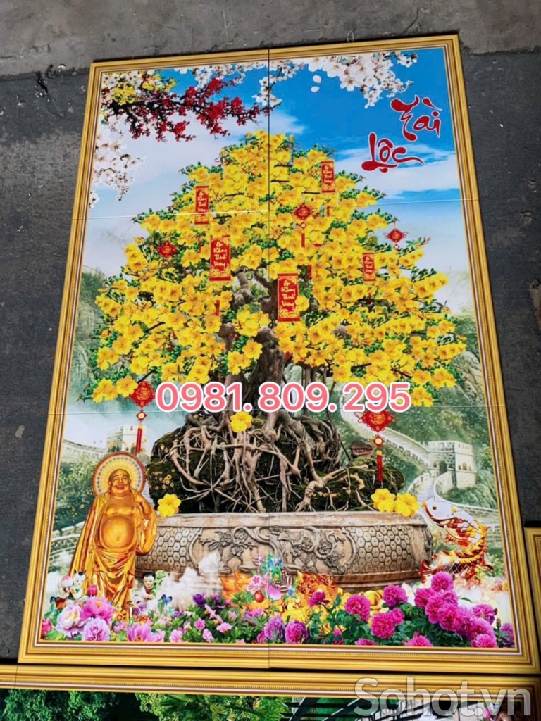 Gạch tranh 3D cây mai , gạch 3d hoa mai