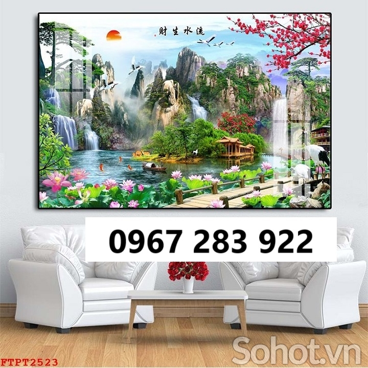 Tranh gạch phong cảnh thác nước trang trí 3d