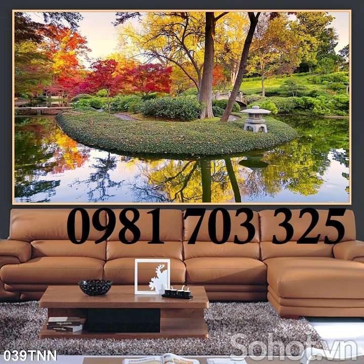 Gạch tranh phòng khách dán tường