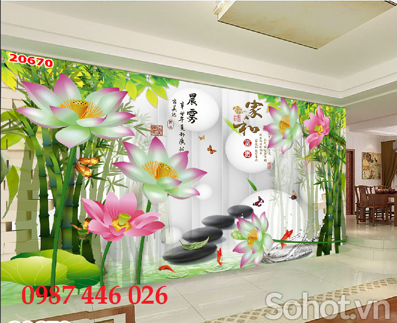 Tranh gạch men hoa sen 3d HP92422