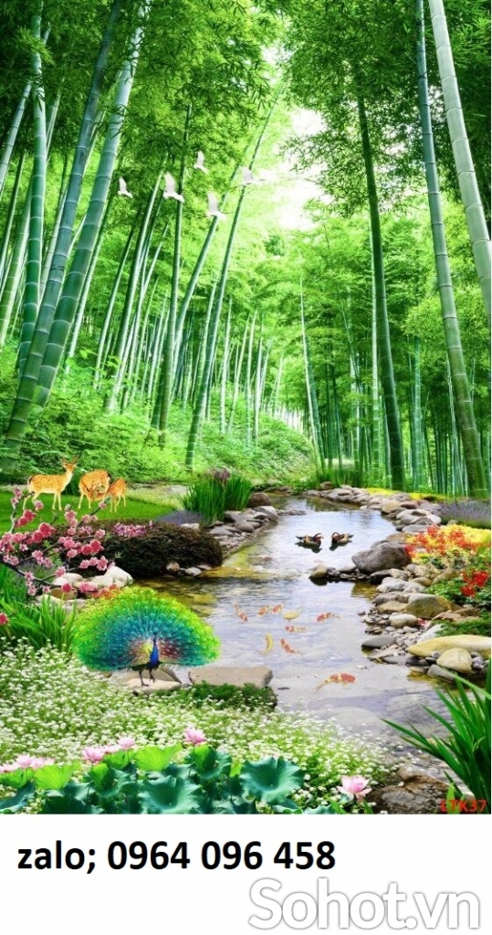 Tranh gạch 3d ốp tường phong cảnh tre trúc - 699NBV