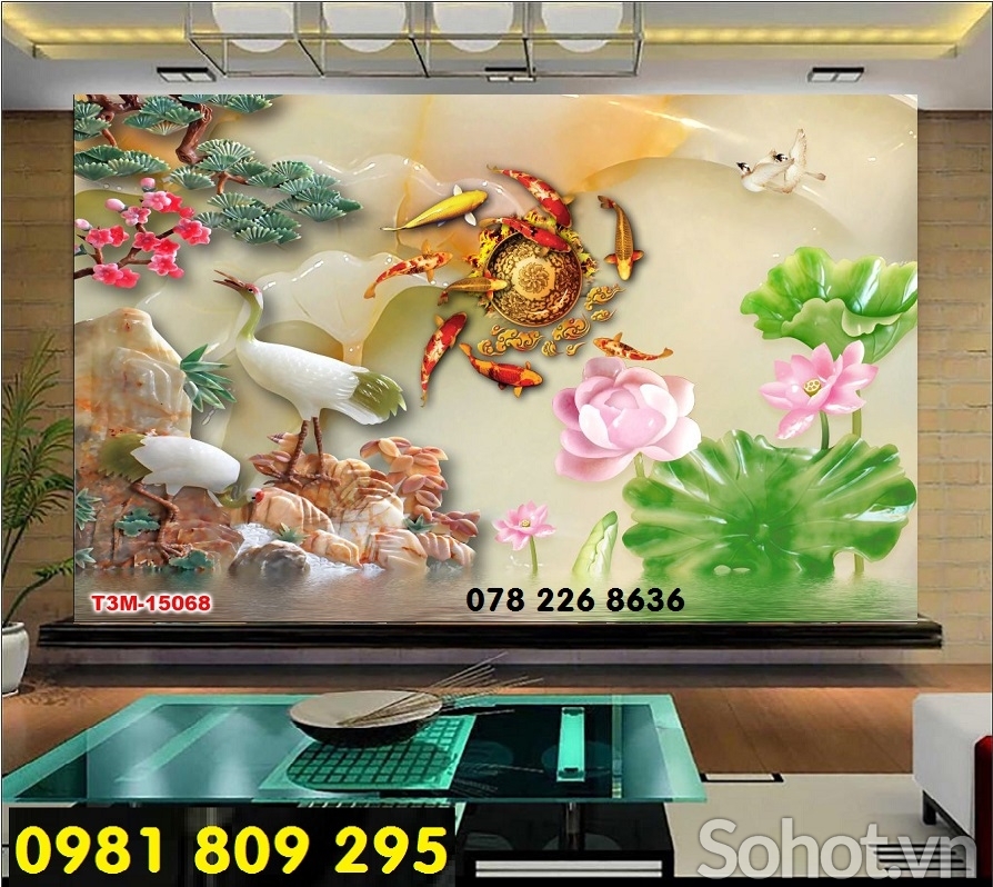 Tranh gạch tùng hạc nghênh khách