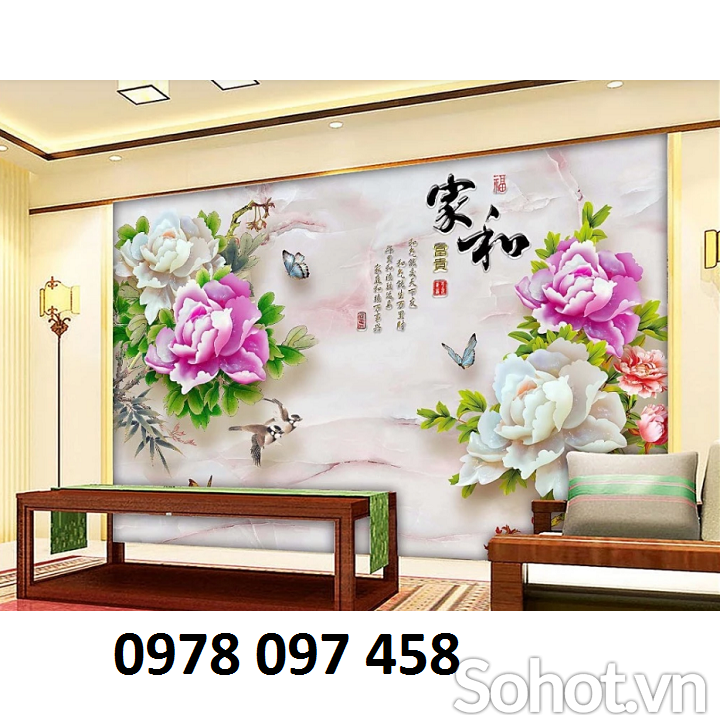 Tranh gạch họa tiết hoa 3D