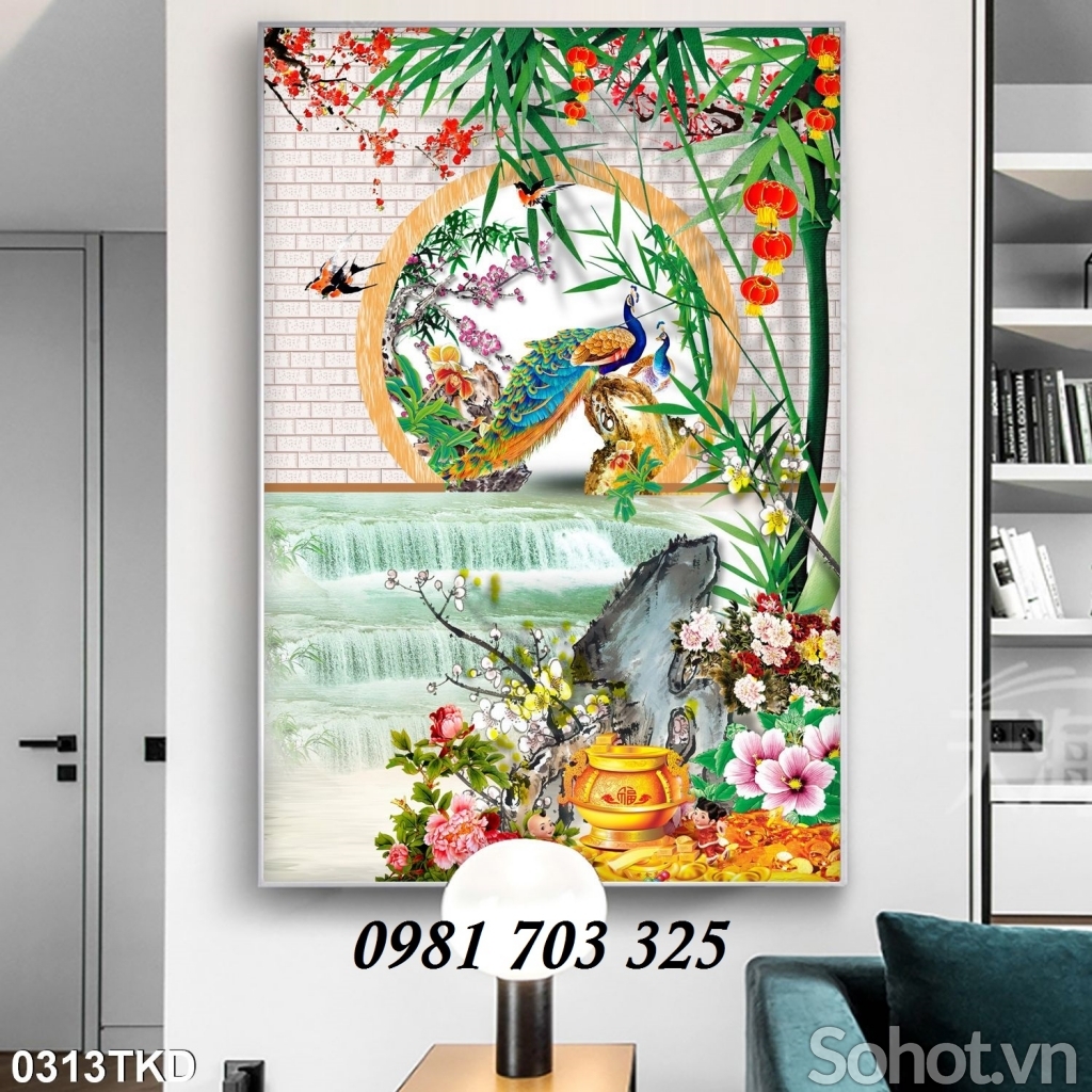 tranh khổ đứng, tranh gạch men ốp tường 3D