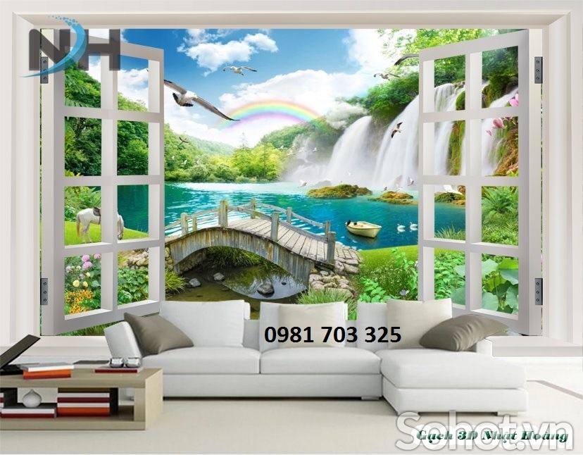 Tranh gạch cửa sổ 3D