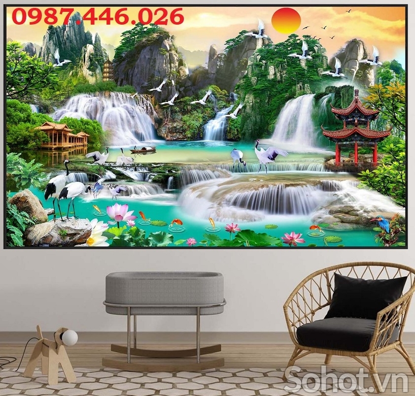 Gạch 3d tranh gạch thác nước HP8233