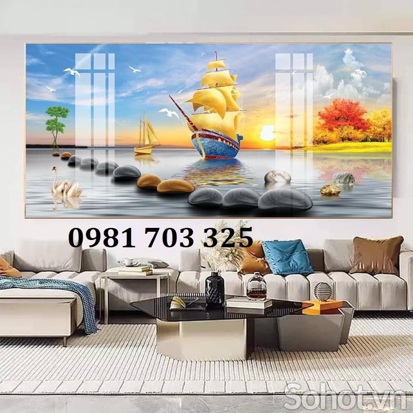 Tranh gạch 3D đẹp trang trí phòng khách