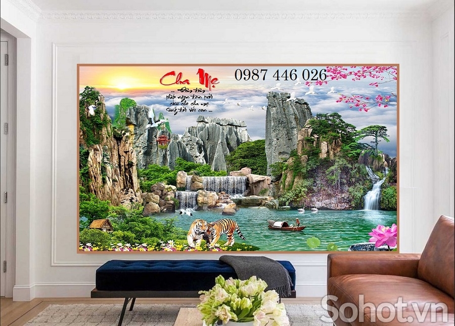 Gạch 3d tranh gạch men thác nước HP9833