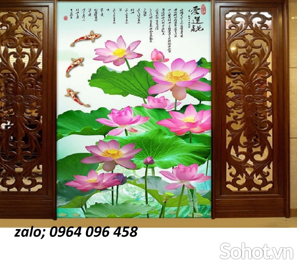 Tranh 3d hoa sen - tranh gạch 3d hoa sen - AN641
