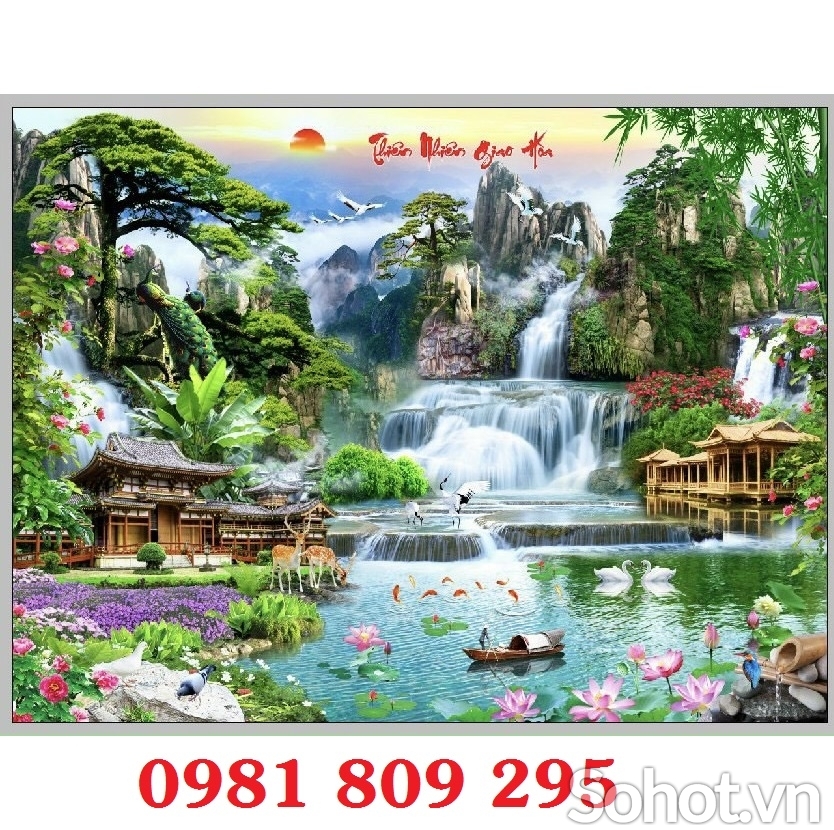 Tranh gạch thác nước 3d