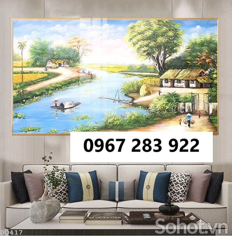 Tranh gạch 3D đẹp cảnh làng quê