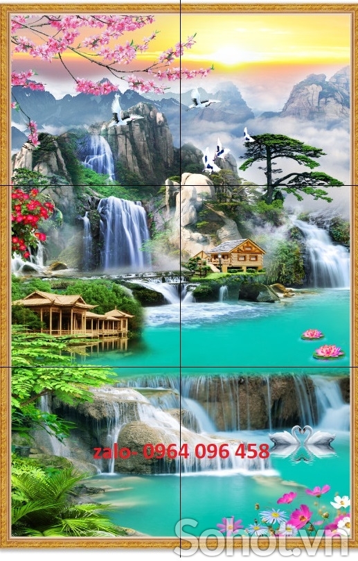 Gạch tranh 3d ốp tường khổ đứng - XDC22