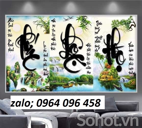 Tranh phúc lộc thọ -tranh gạch 3d phúc lộc thọ - CXC44