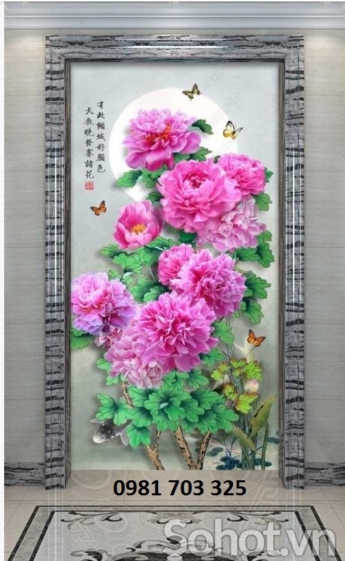 tranh khổ đứng, gạch tranh ốp tường 3D