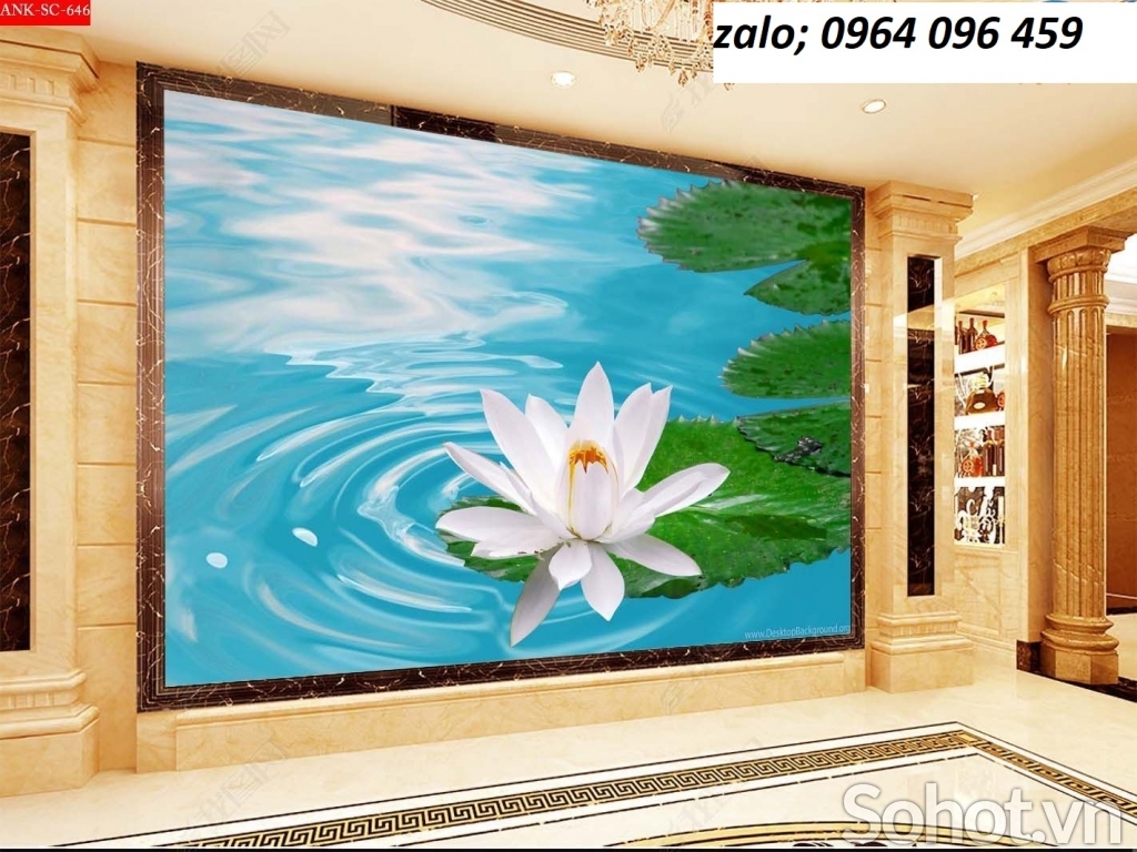 Tranh gạch 3d hoa sen - gạch tranh 3d hoa sen - SLN6