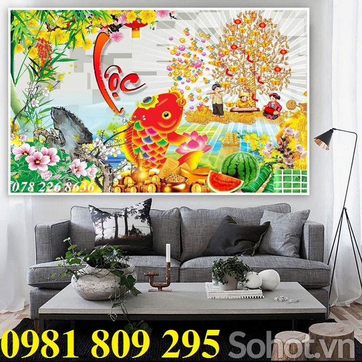 gạch 3d ốp tường , tranh hoa tài lộc