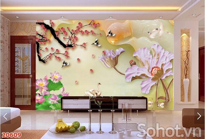 Tranh gạch 3d hoa sứ ngọc - FDNB2