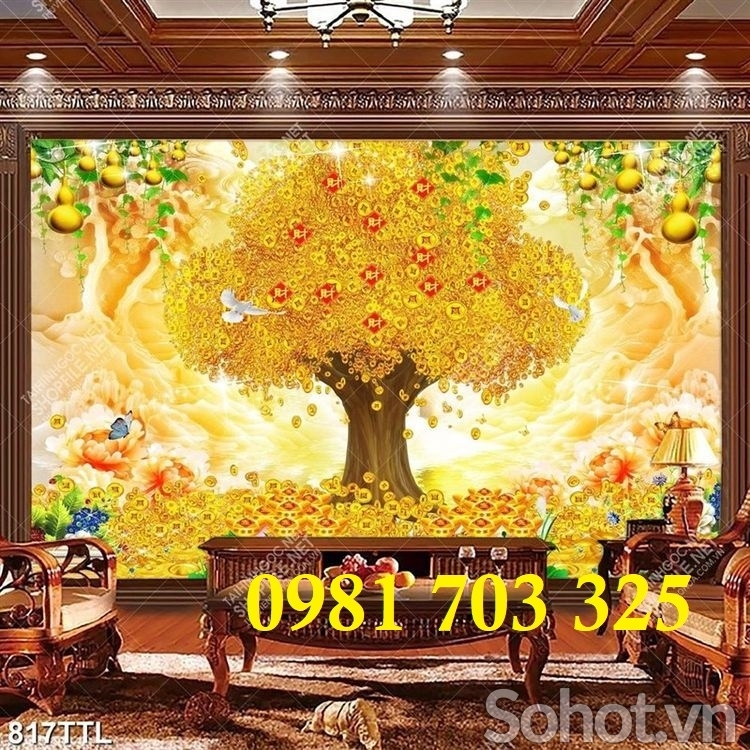 Tranh gạch kim tiền 3D