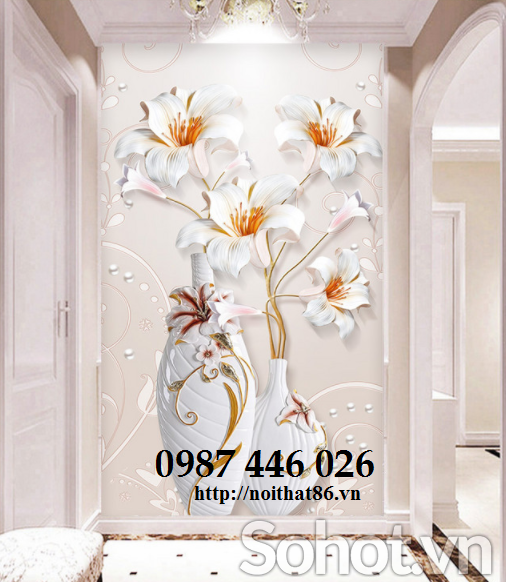 Gạch tranh bình hoa lục bình 3d HP9772