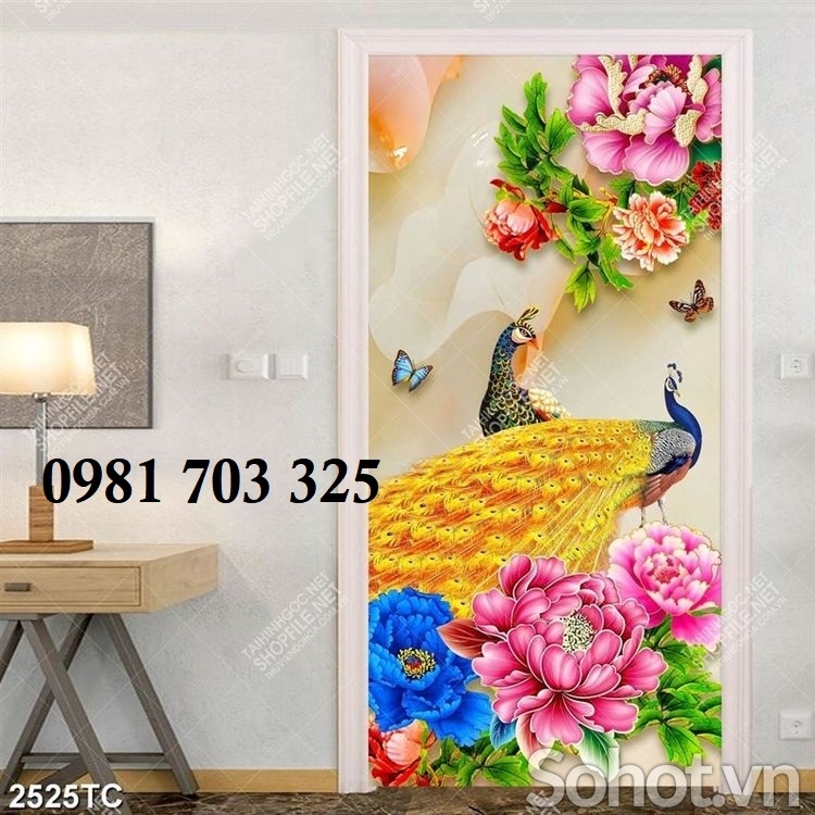 Tranh gạch 3D chim công khổ đứng