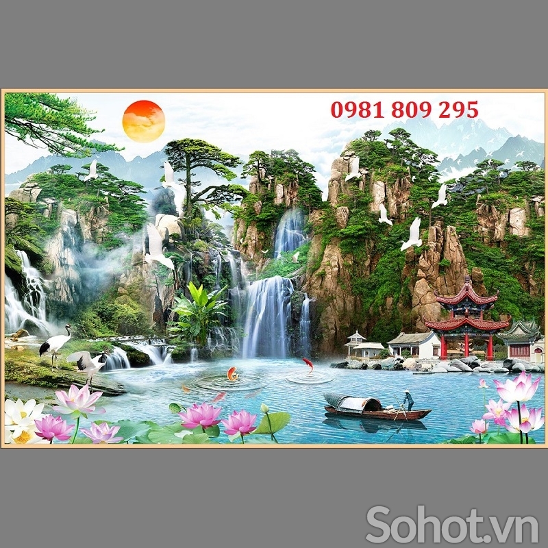 Tranh cao cấp , gạch men 3d thác nước NH746