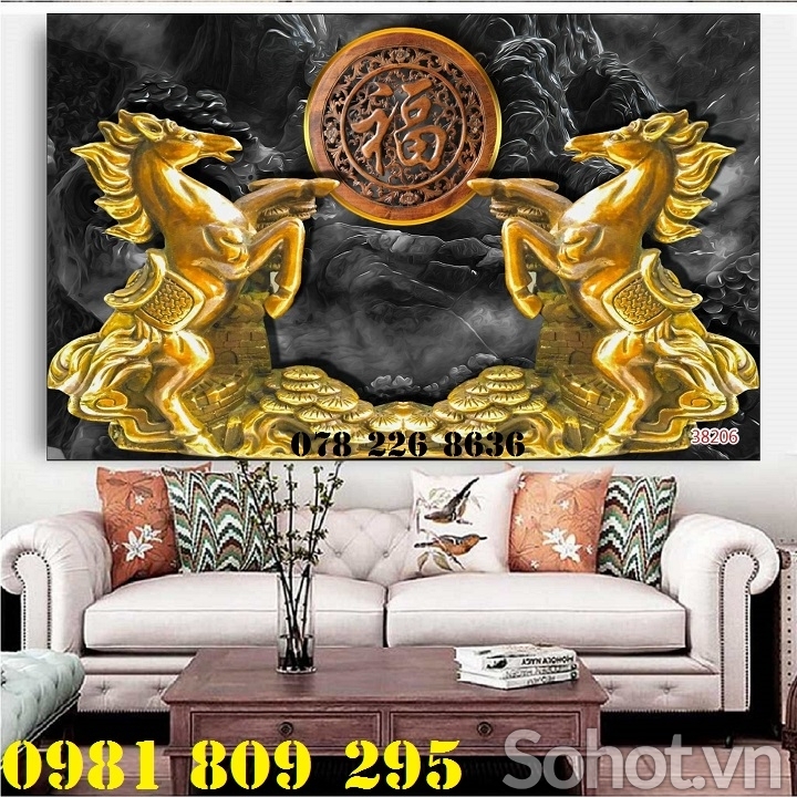 Gạch tranh ngựa 3d - tranh bát mã