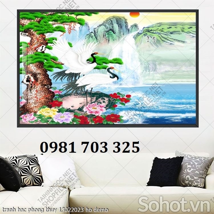 Tranh gạch 3D tùng hạc