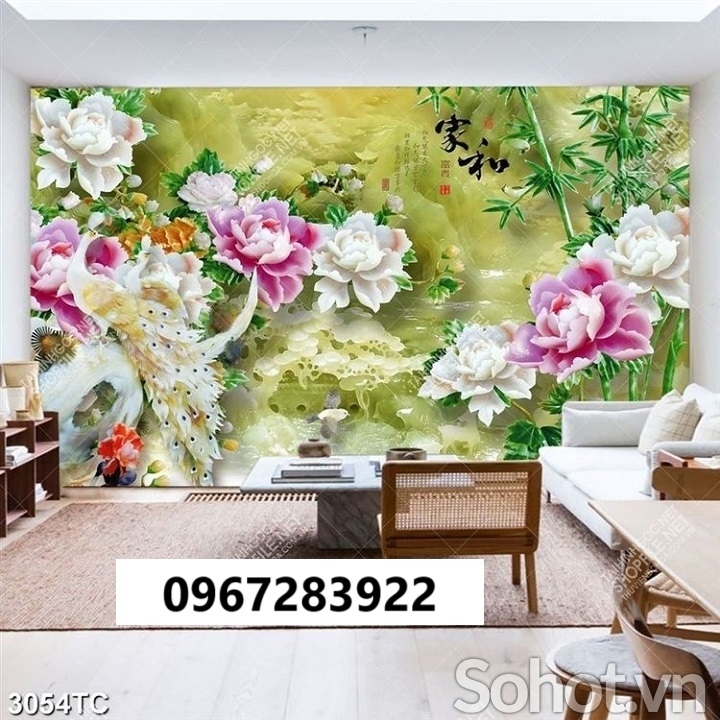 Tranh gạch trang trí mẫu đơn