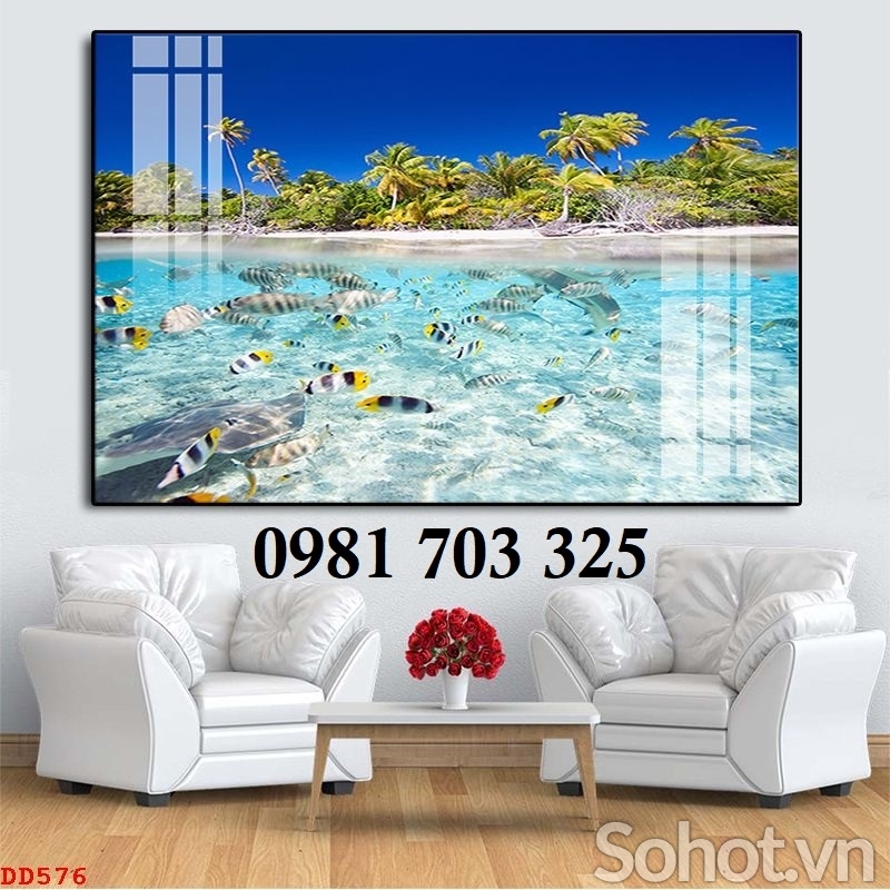Tranh gạch 3D phong cảnh bãi biển