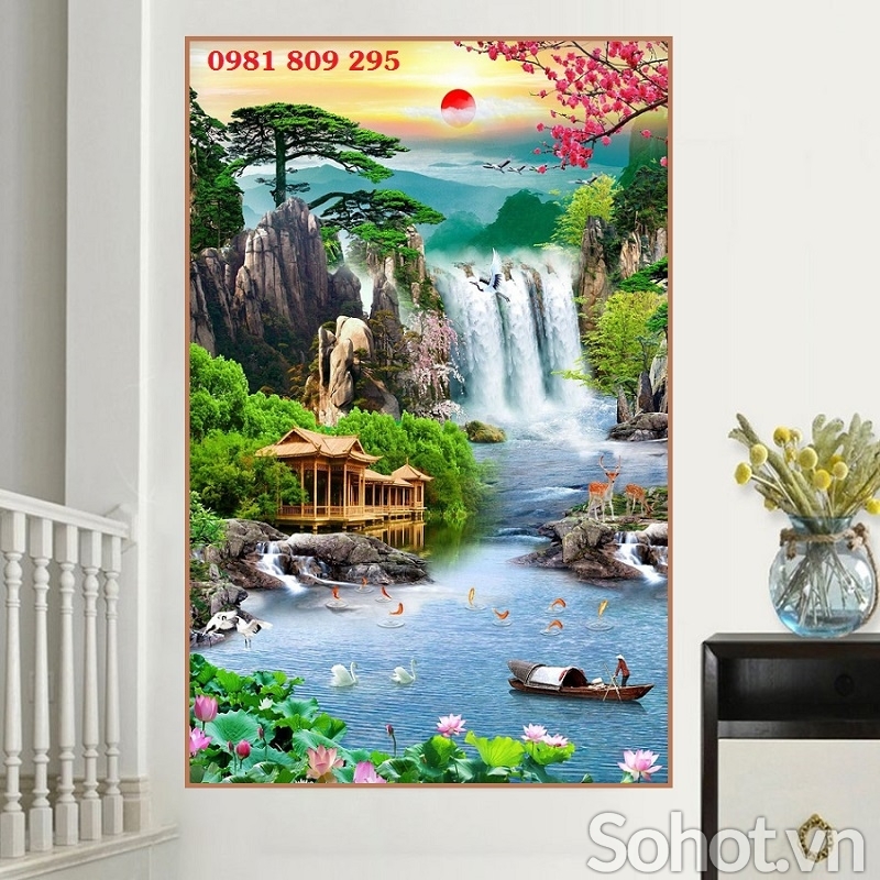 Gạch tranh 3d - tranh gạch men sơn thủy HP7565