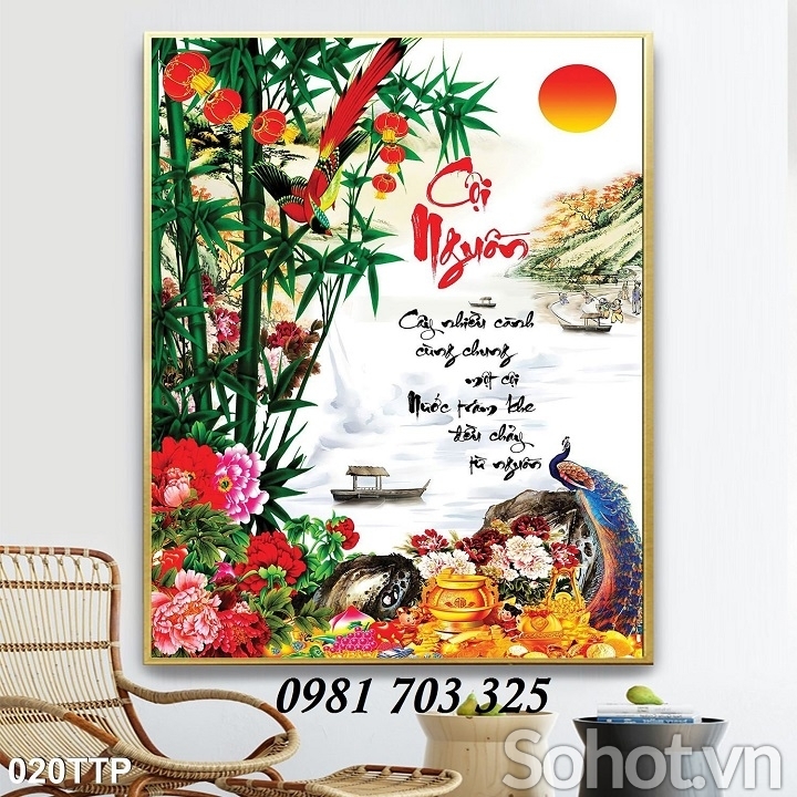 Tranh gạch chim công 3D trang trí