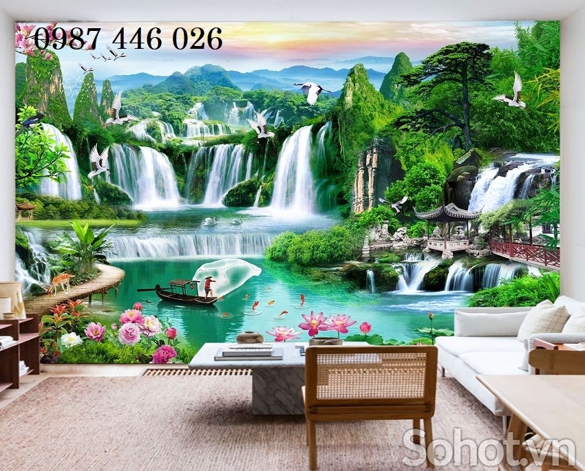 Gạch tranh tường phòng khách đẹp HP9283