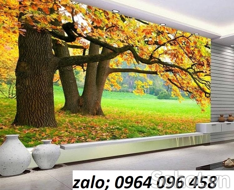 Tranh gạch 3d cây lá vàng KGF32
