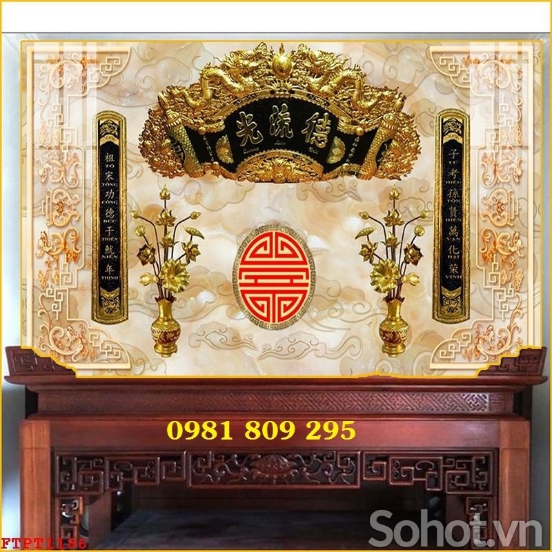 Gạch 3d ban thờ câu đối