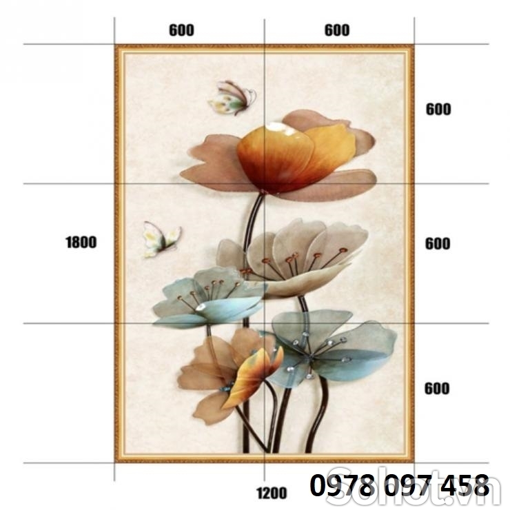 Tranh họa tiết hoa 3D trang trí tường