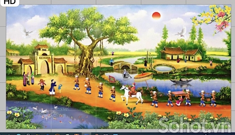 Tranh gạch đẹp đồng quê ốp tường