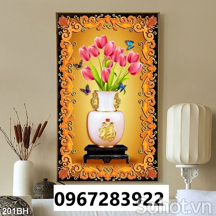 Tranh gạch 3d bình hoa