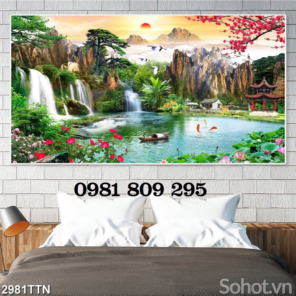 Tranh gạch trang trí phòng khách