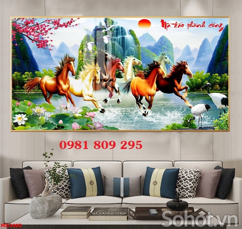 Tranh gạch bát mã phong thủy ốp tường hp368
